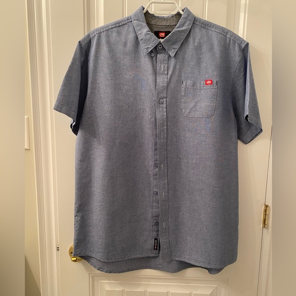 NWOT MEN’S SIZE XL ECKO UNLIMITED SHORT SLEEVE BUTTON DOWN SHIRT IN BLUE - Picture 4 of 8